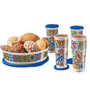 Tupperware Talavera Medium Bowl Set with Matching Tumblers with Seals New